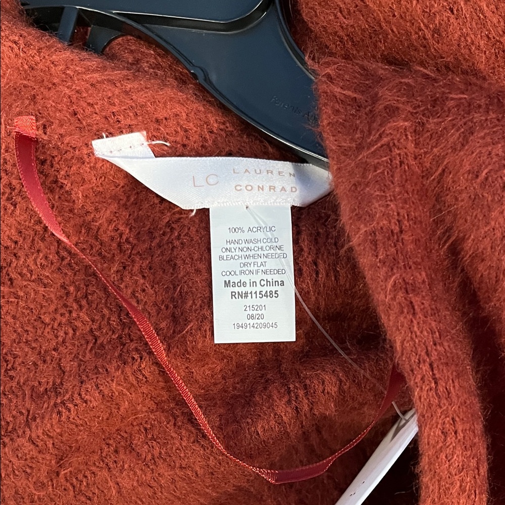 LC Lauren Conrad Women's Deep Terracotta Poncho Sweater One Size - Picture 4 of 6